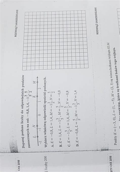 Matematyka Zadanie Dopasuj Podane Liczby Do Odpowiednich Punkt W