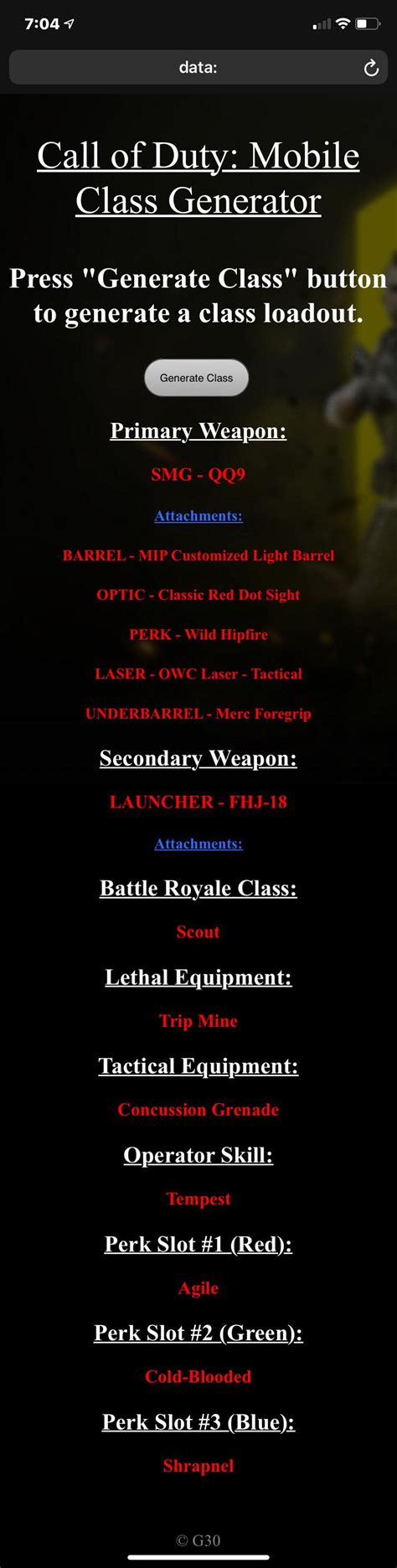 COD:M Random Loadout Generator Generate random class loadouts to use in Call of Duty: Mobile ...