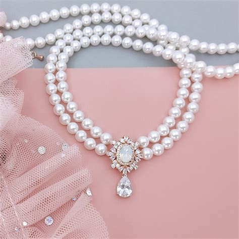 Swarovski Pearl Necklace Wedding Pearl Choker Necklace Multi Etsy