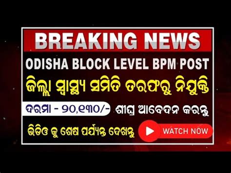 Odisha Block Level Bpm Post Recruitment Salary Per Month