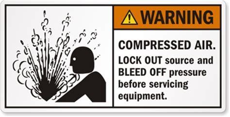 Warning Compressed Air Lock Out Source Before Service Label Sku Lb