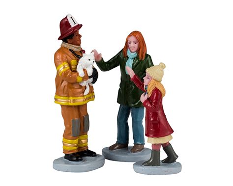 Fireman To The Rescue Set Of 3 Lemax Village Collection Ehobbytools