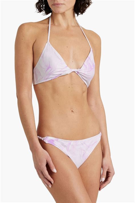 Ganni Twisted Printed Low Rise Bikini Briefs The Outnet