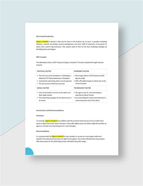 Advertising Agency Pest Analysis Template in Word, Google Docs ...