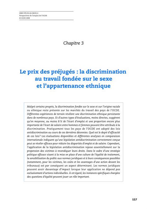 Pdf Le Prix Des Pr Jug S La Discrimination Au Travail Fond E Sur Le