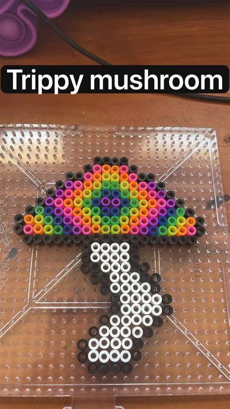 Trippy Mushroom In 2022 Diy Perler Bead Crafts Easy Perler Beads