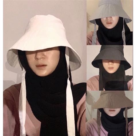 Jual COD WIDE BUCKET HAT Selebgram Aksen Tali Bucket Peniti Topi