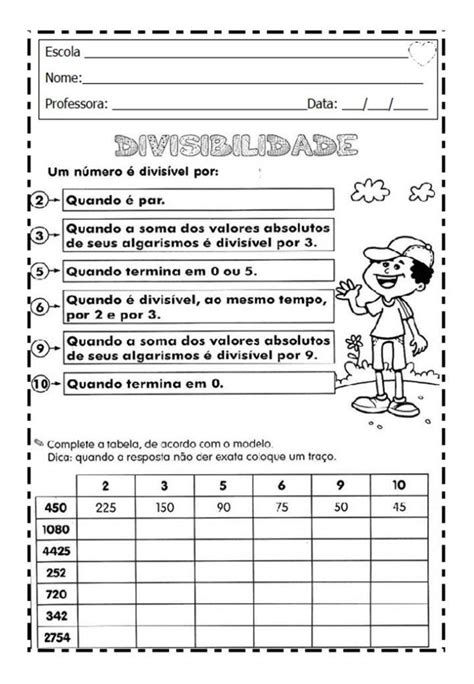 DIVISIBILIDADE - 5º ANO | Atividades de matemática divertidas ...