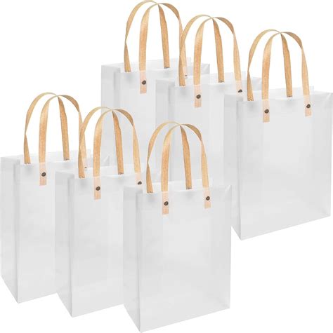 6 Pcs Gift Bags Transparent Stand Up Gift Bag 14x7x18cm Tote Bags