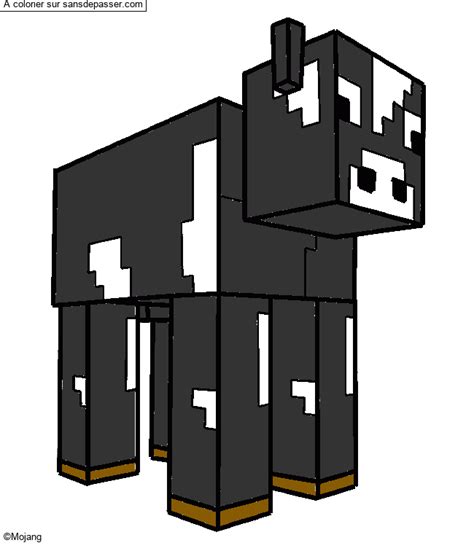 Dessin colorié Coloriage Vache Minecraft par floral Sans Dépasser