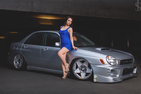 Wallpaper Women Asian High Heels Dress Sports Car Subaru Impreza Wrx Sti Justin Swain