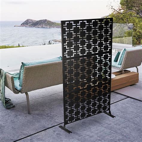 Miumaeov Modern Privacy Screen With Stand Outdoor Decorative Panels