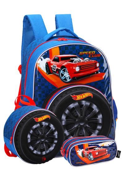 Kit Hot Wheels 3D Mochila Costas Lancheira Estojo Triplo AZ Luxcel Mochilas Magazine Luiza