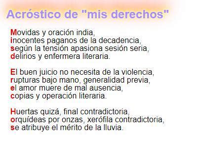 Un Acr Stico Con La Palabra Mis Derechos Brainly Lat