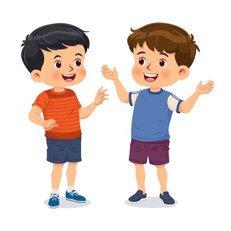 Premium Vector Two Little Boys Have Fun Talking Together Cartoon Characters Vector Isolated On