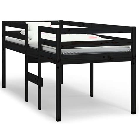 Vidaxl High Sleeper Bed Black X Cm Single Bed Size Solid Wood Pine