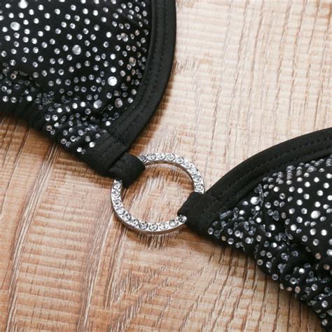 Gnim Rhinestone Bikini Swimsuit Women Sexy Bandage Micro Swimwear New Brazilian Biquini