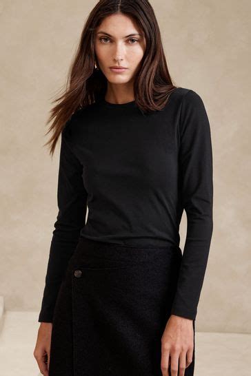 Buy Banana Republic Black Refined Crew Neck Long Sleeve Top From The