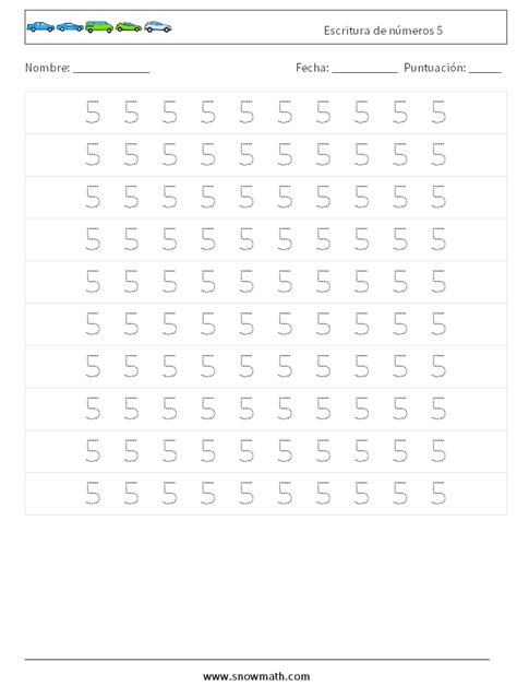 Escritura De Números 5 Hojas De Trabajo De Matemáticas Práctica De Matemáticas Para Niños