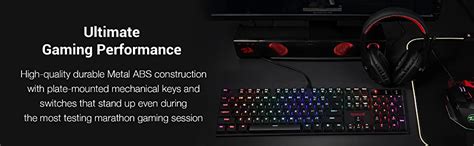Redragon APAS K535-KR Low Profile Wired Gaming Keyboard, 104 Keys, RGB ...