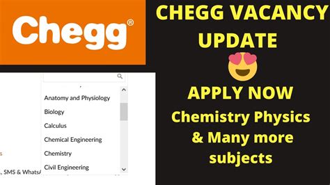 Chegg Vacancy Update Apply Now Vacancy In Chemistry Chegg