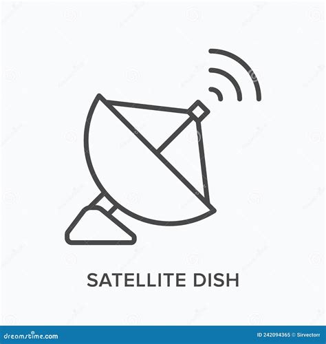 Satellite Dish Flat Line Icon Vector Outline Illustration Of Parabolic