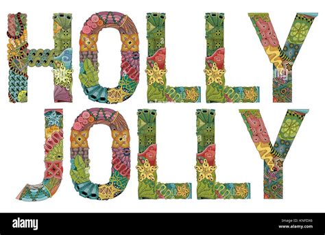 Words Holly Jolly Vector Decorative Zentangle Object Stock Vector