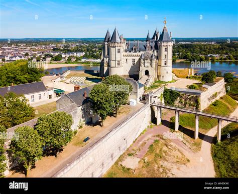 Chateau De Saumur Castle Aerial Panoramic View In Saumur City Loire