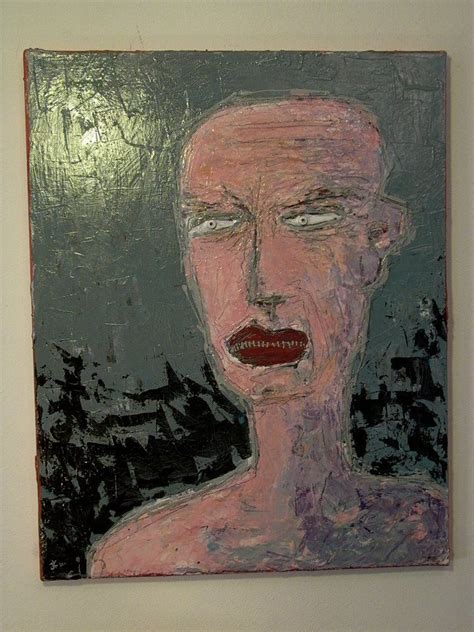 An Abstract Painting Of A Woman S Face With Red Lips