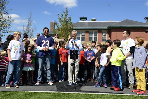 City Of Chicago Mayor Emanuel Cuts Ribbon At Ravenswood Elementary