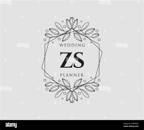 Zs Initials Letter Wedding Monogram Logos Collection Hand Drawn Modern