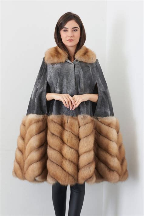 Women Adamo Sable Grey Fur Coat Marancs