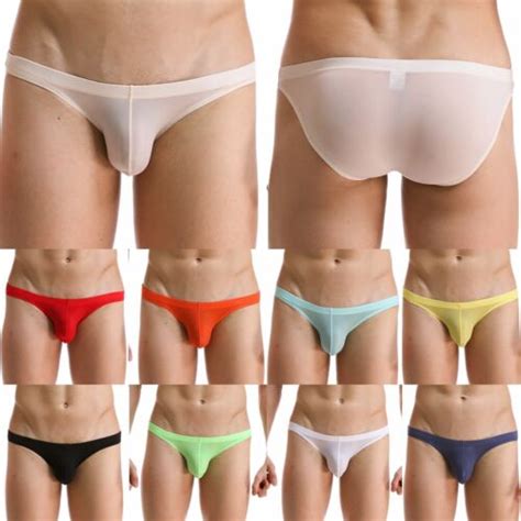 Mens Sexy Underwear Briefs Bikini Ice Silk Low Rise Soft Underpants Ebay