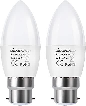 DiCUNO ProOE B22 Candle Bulbs 5W B22 Candle Light Bulb CRI 98 40W