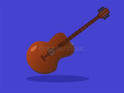 Vector Illustration Of An Acoustic Guitar In Cartoon Style Stock Vector