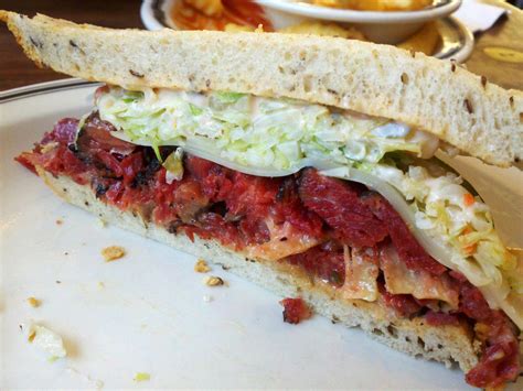 Pastrami, Swiss Cheese, Coleslaw, and Russian Dressing on Rye