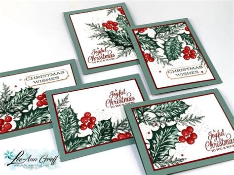 Easy 5 At A Time Cards With Leaves Of Holly Xmas Cards Christmas