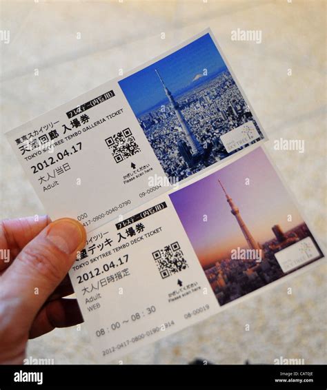 April 17, 2012, Tokyo, Japan - Tickets to the observation deck are shown to the media during a ...