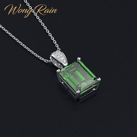 Wong Rain Vintage 100 925 Sterling Silver Created Moissanite Emerald