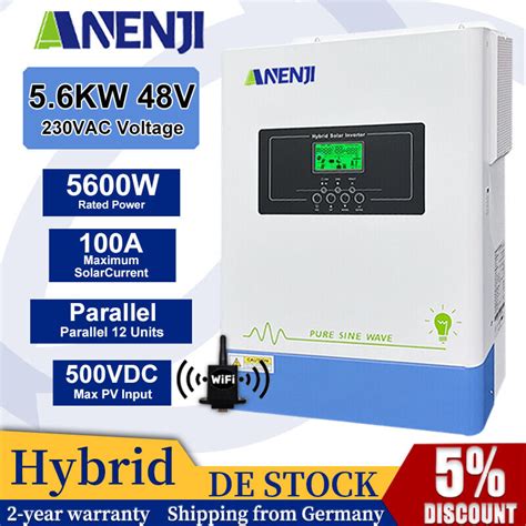 Solar Wechselrichter 5600W MPPT 100A Off Grid Hybrid 230Vac 48Vdc