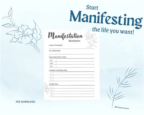 Printable Manifestation Worksheet Manifest Your Life Manifestation