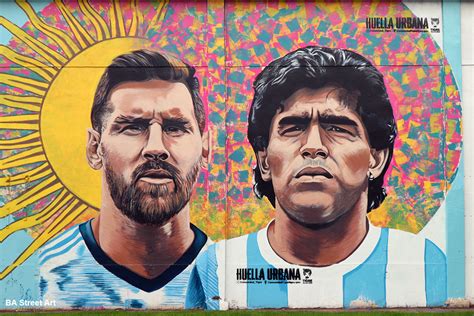 Messi & Maradona mural together painted in Buenos Aires | BA Street Art