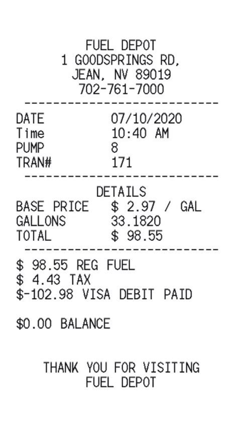 Fake Gas Receipt Maker Free Gas Receipt Template