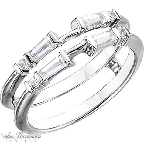 14k White Gold 1 3 Ct Tw Baguette Diamond Ring Guard Diamond Ring