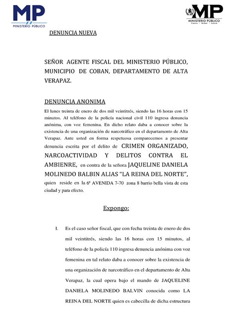 Denuncia Denuncia Nueva Seor Agente Fiscal Del Ministerio Pblico