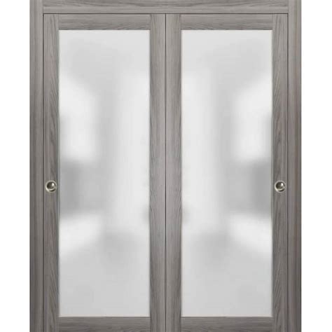 Sartodoors In X In Panel Grey Finished Solid Wood Sliding