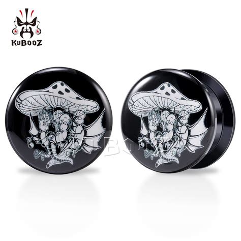 Kubooz Cartoon Acrylic Mushroom Earring Gauges Ear Plugs Tunnels