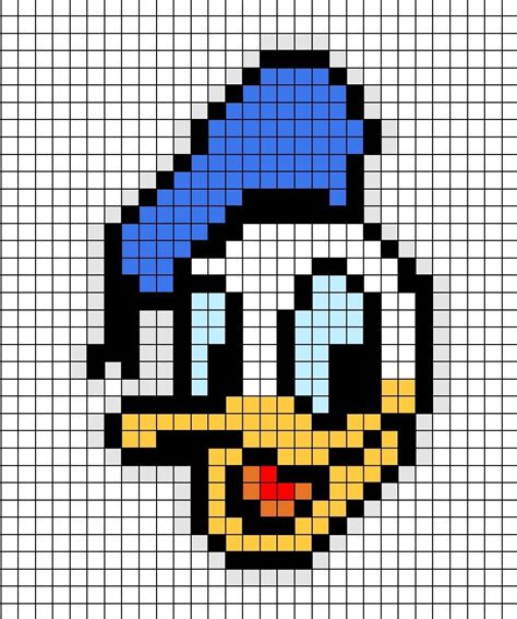 A Pixel Art Template Of Donald Duck S Face Pony Bead Patterns Pearler