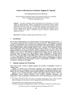 Fillable Online Factors Affecting Part Of Speech Tagging For Tagalog