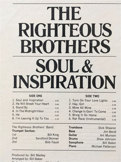 The Righteous Brothers Soul Inspiration LP Vinyl Record Etsy